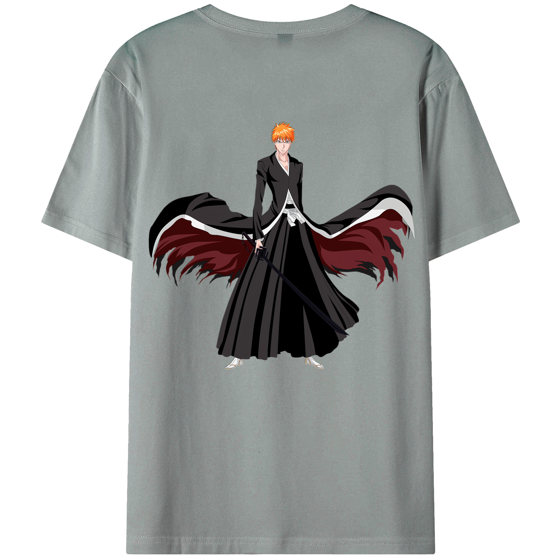 （画像用） ブリーチ 黒崎一護（くろさき いちご）BLEACH Kurosaki Ichigo 綿100％ メンズ半袖Tシャツ（バックプリント） 通気性